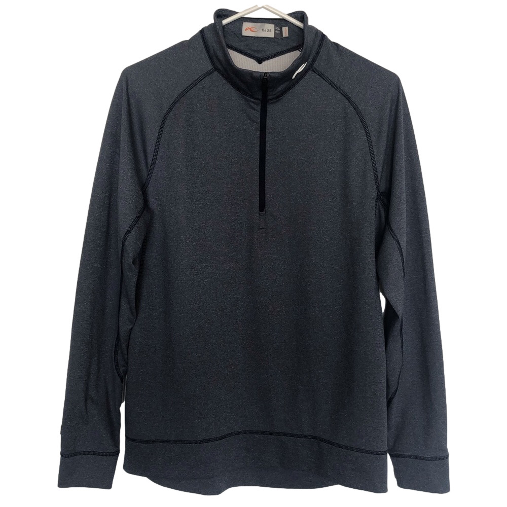 Kjus Keano half zip long sleeve performance golf sweater logo gray blue color